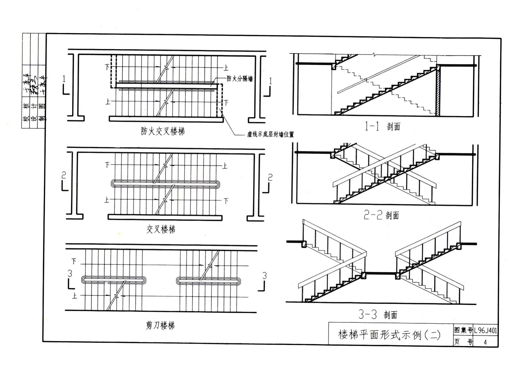 蘭一以書屍一_己一己剖面剪刀樓梯3一3剖面樓梯平面形式示例(二)絲頁l